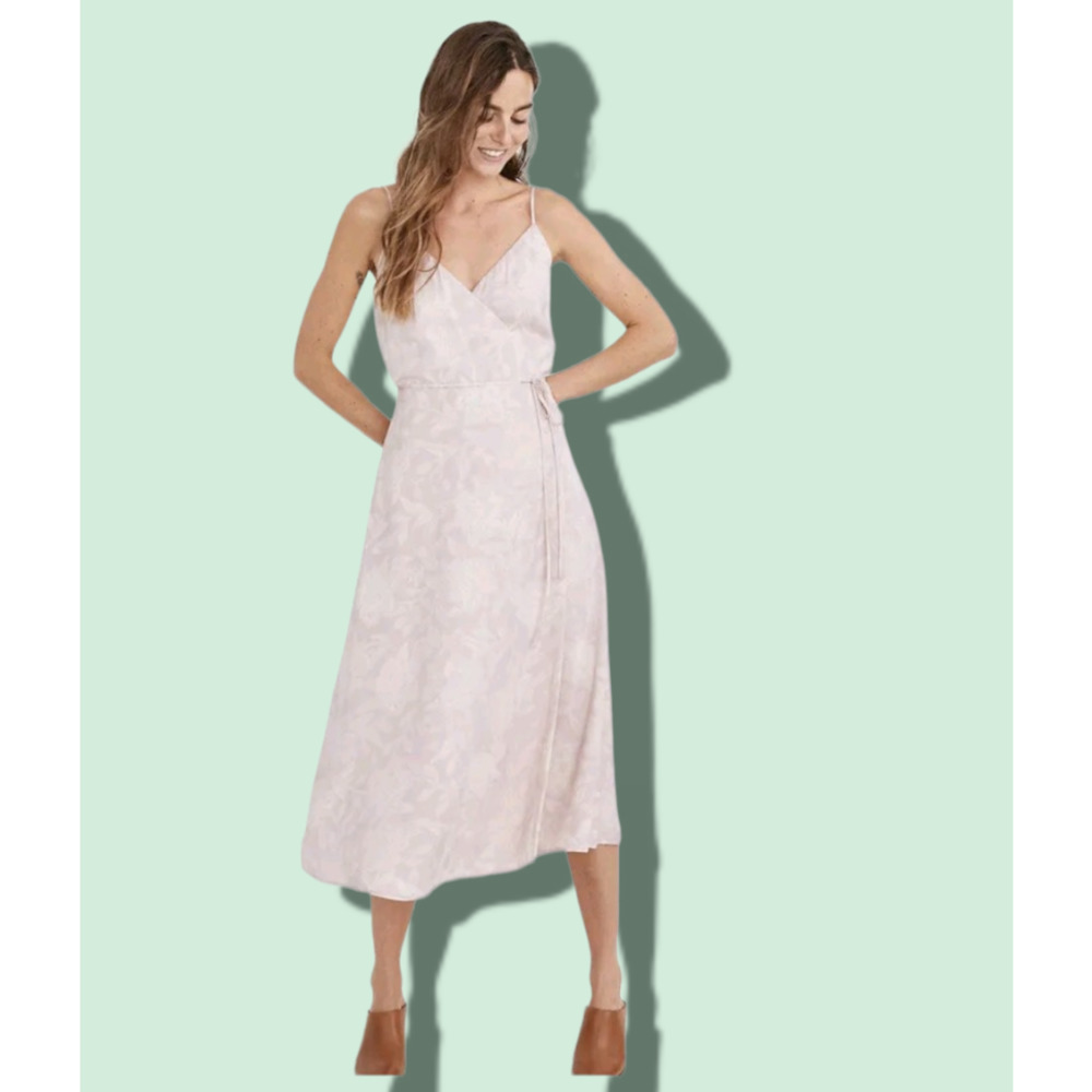 Madewell (Re)Sourced Crepe Cami wrap dress in Pindot Blooms size small